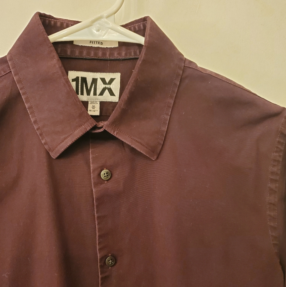 Express Men's Deep Burgundy Casual Shirt